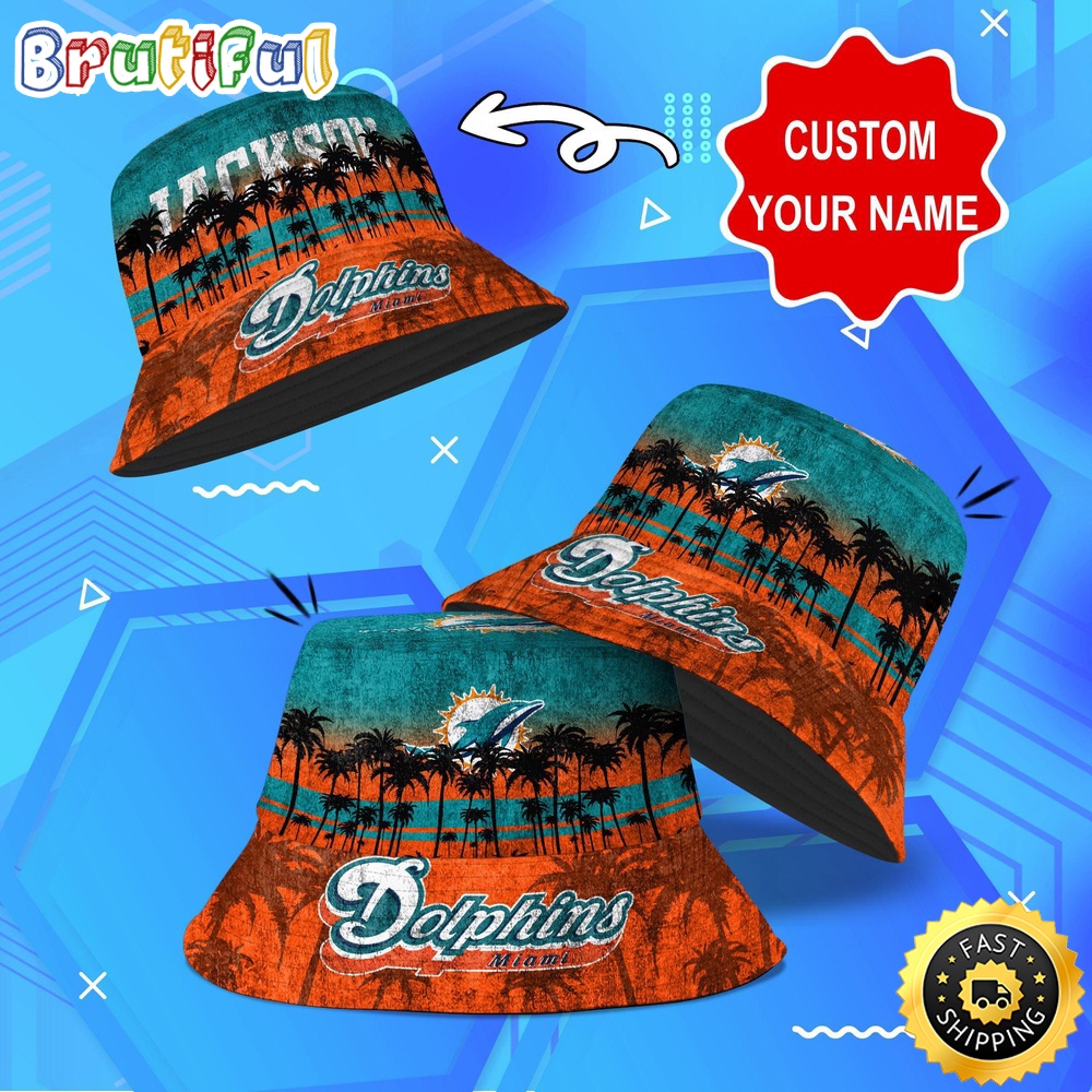 customized nfl miami dolphins bucket hat palm tree nfl bucket hat ydaqz