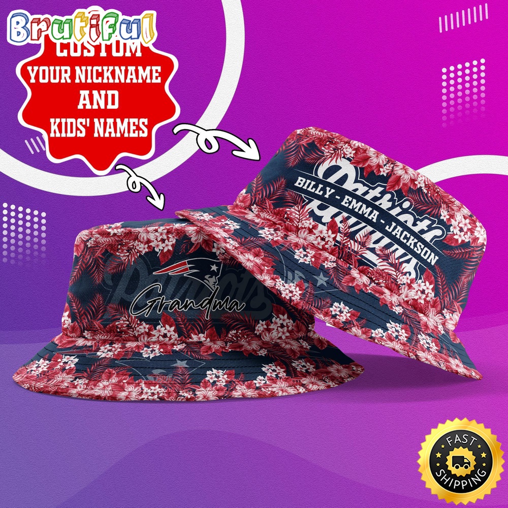 customized nfl new england patriots bucket hat floral pattern hat for football fans el6tw