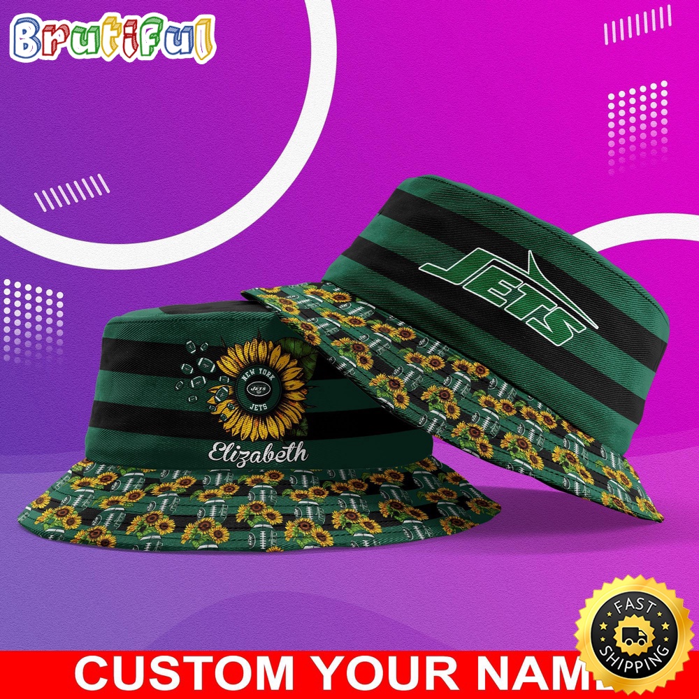 customized nfl new york jets bucket hat sunflower nfl bucket hat rhejv