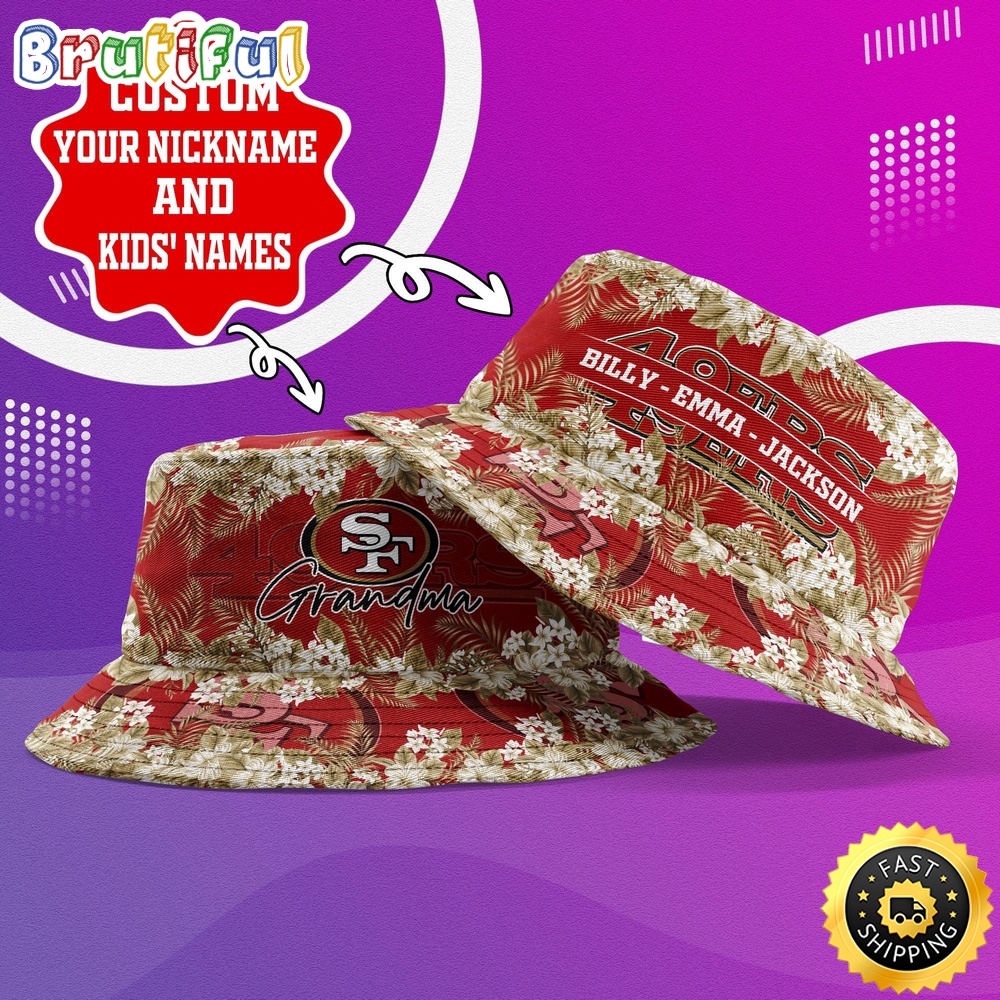 customized nfl san francisco 49ers bucket hat floral pattern hat for football fans maqne