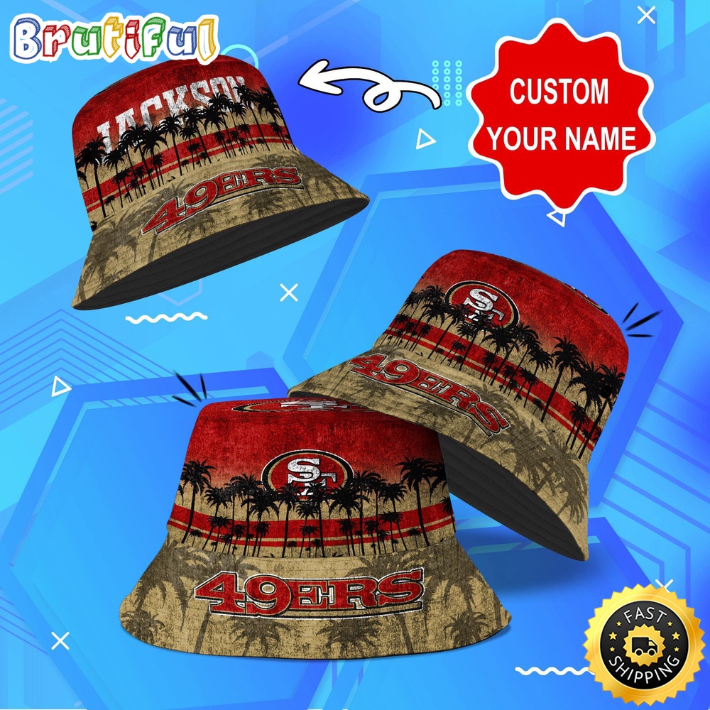 customized nfl san francisco 49ers bucket hat palm tree nfl bucket hat 7hbdw