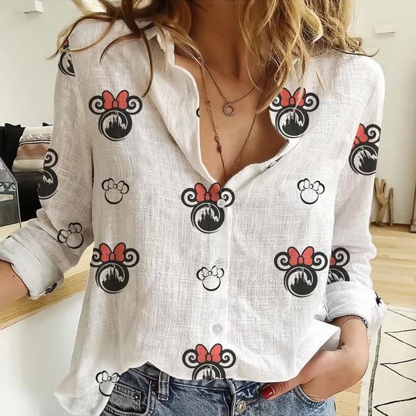 cute disneylland mickey minnie pattern women casual shirt long sleeve casual shirt women shirt gift for her 20231024101134466