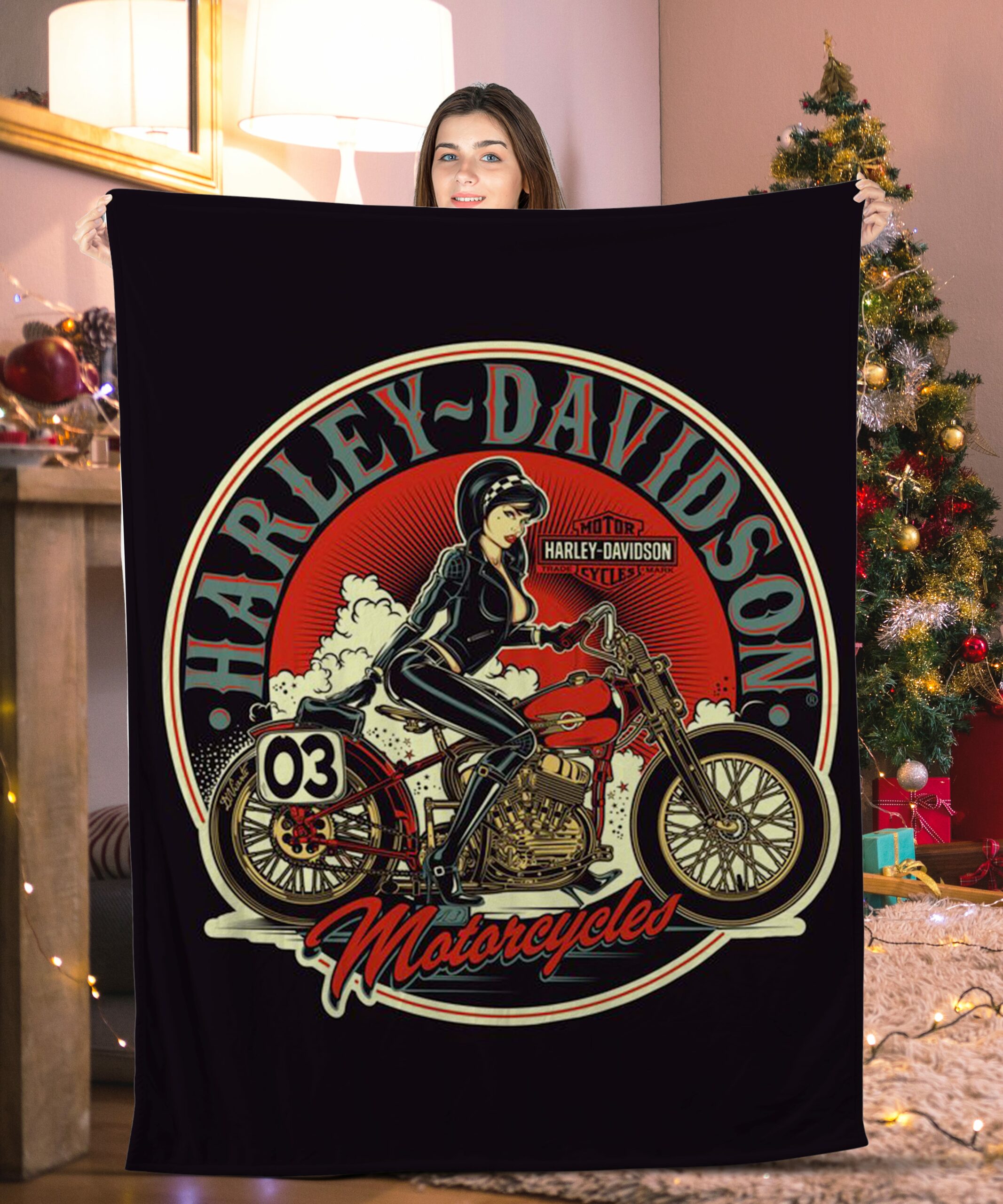 cute girl motor cycles harley davidson blanket qbvxf