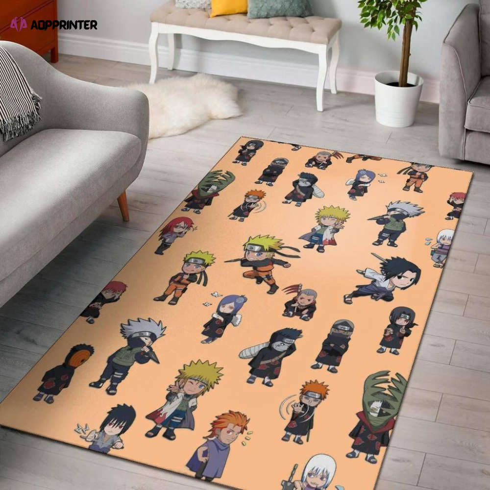 cute naruto characters chibi rug living room floor decor fan gifts