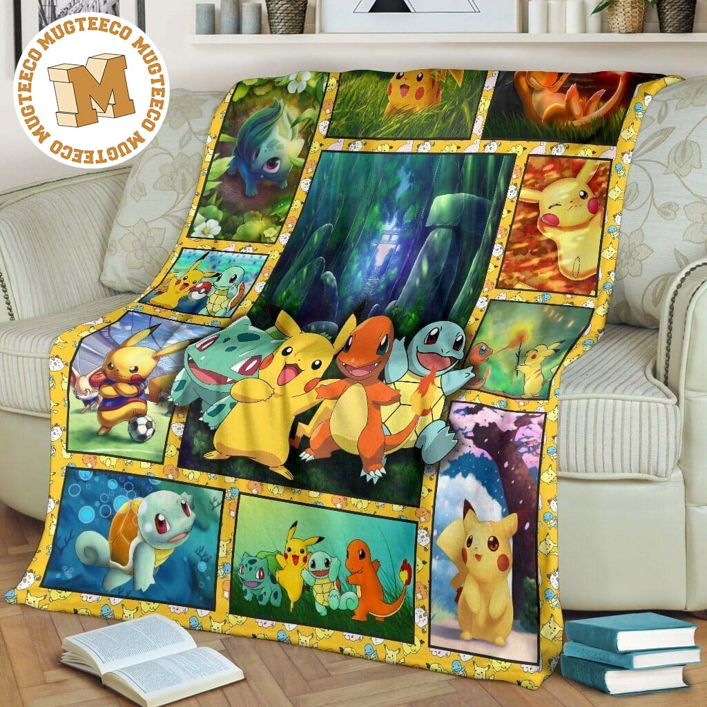 cute pokemon fleece blanket funny gift for pokemon fan wn3b7