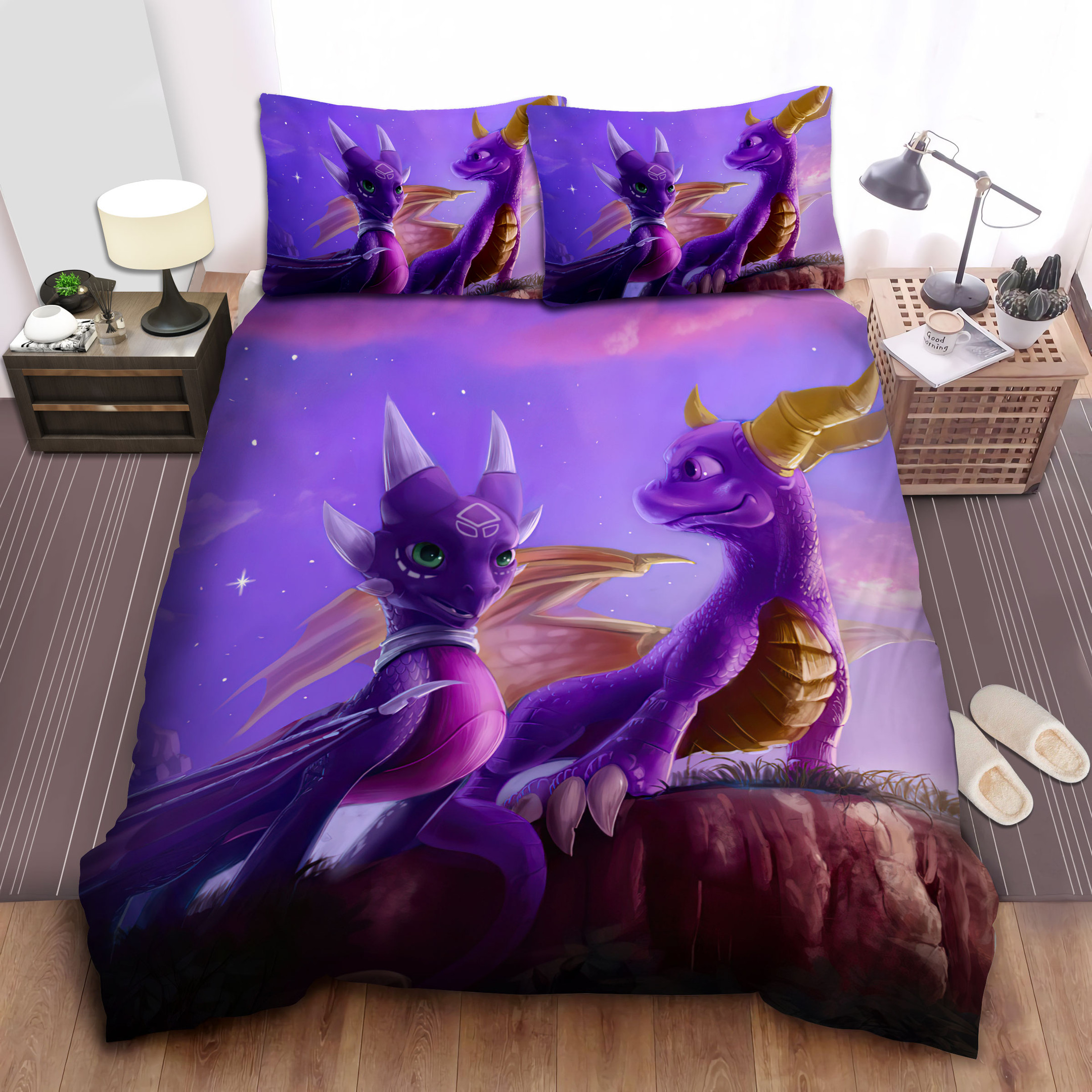 cynder and spyro art bedding sets comforter duvet cover bed sheets pntij