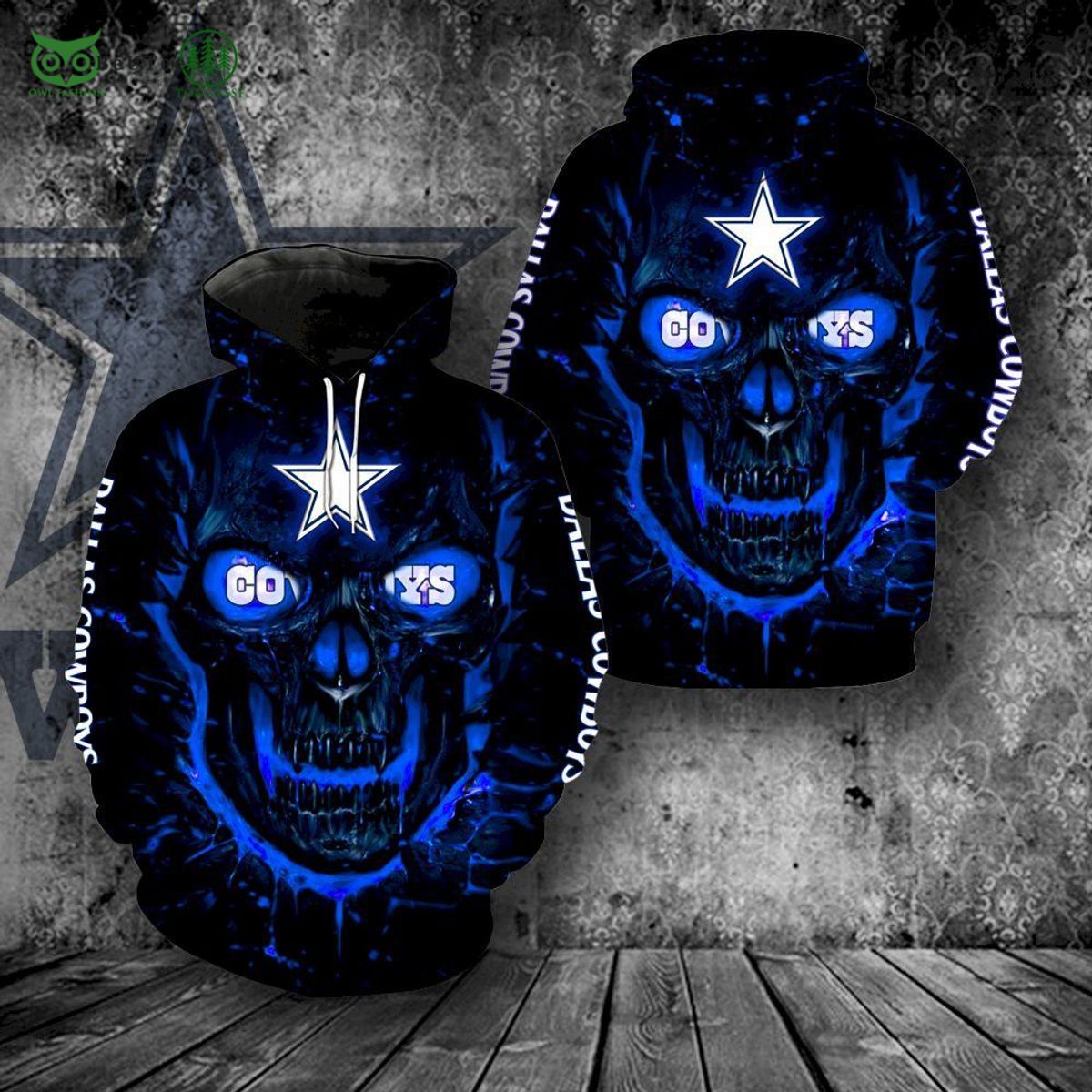 dallas cowboys skull fire blue aop nfl 3d hoodie 1 B3age