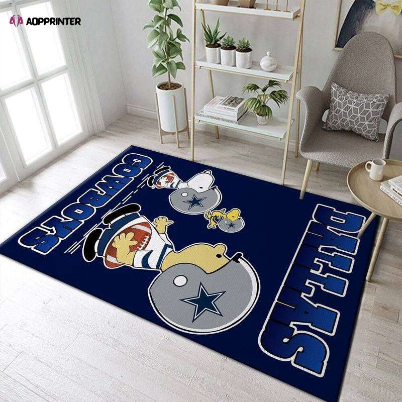 dallas cowboys snoopy dog peanuts rug living room floor decor fan gifts