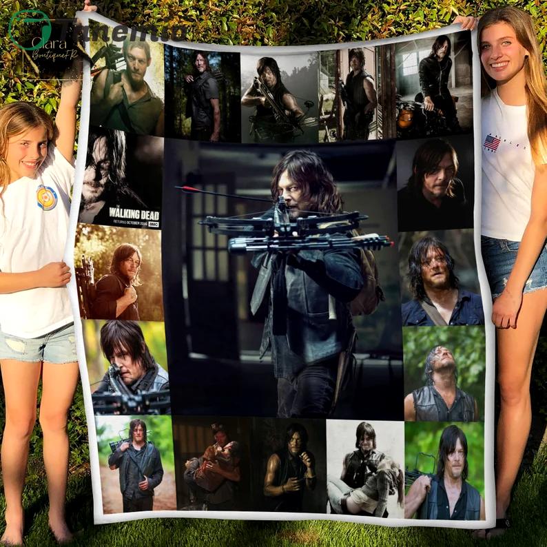 daryl dixon movie show fleece blanket mink sherpa blanket daryl dixon blanket quilt blanket 20231011073932983