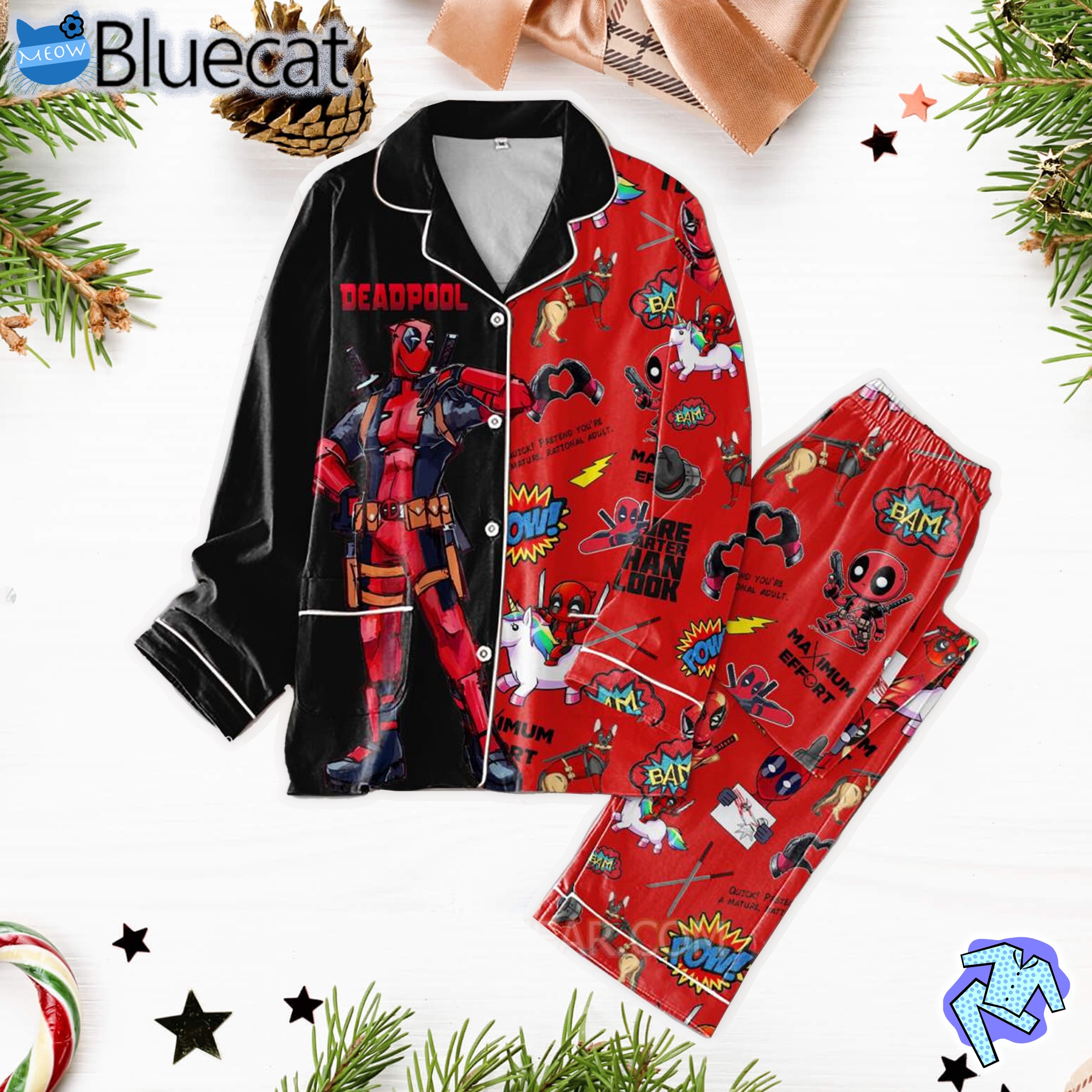 deadpool funny pattern men womens pajamas set