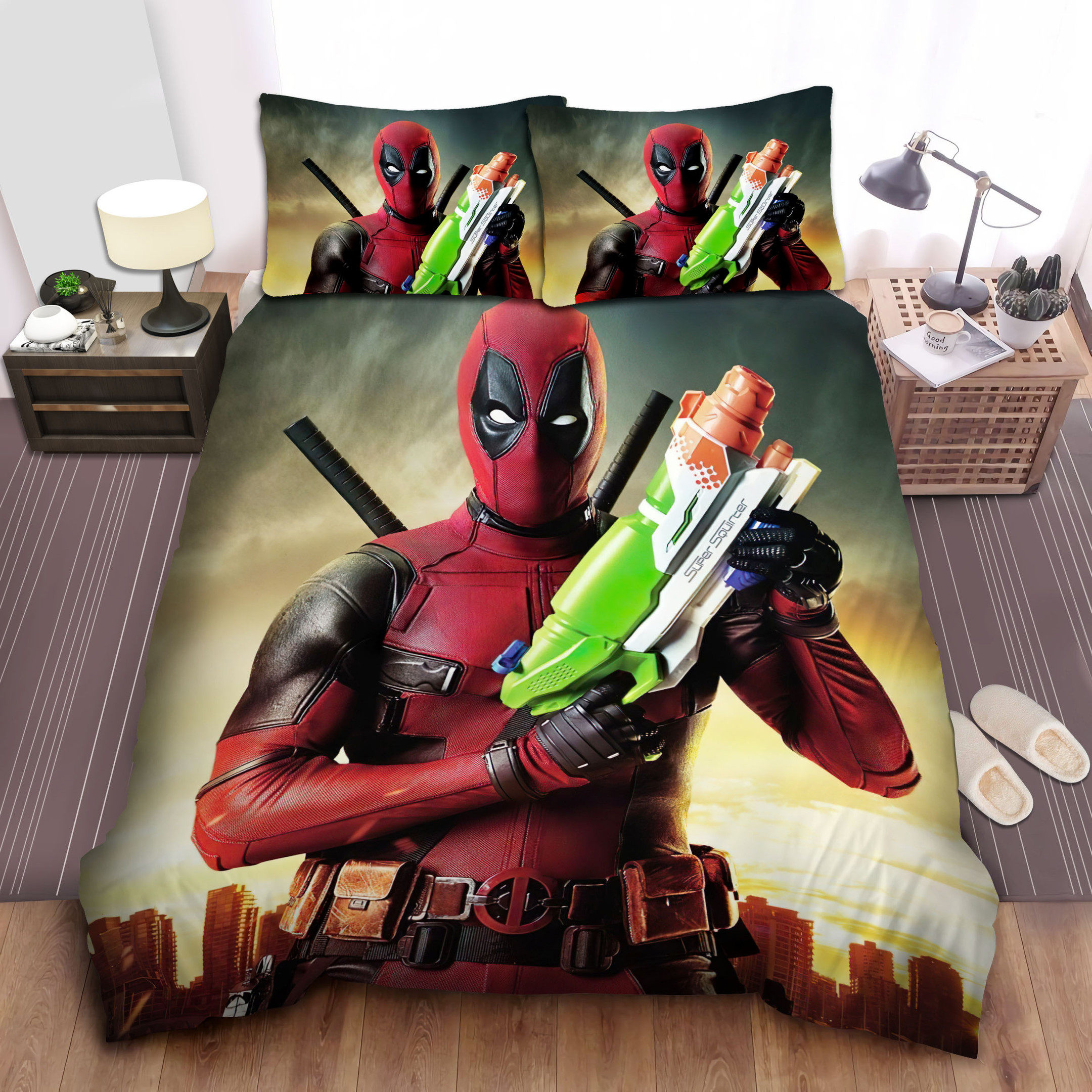 deadpool with water gun poster duvet cover bedroom sets comfortable bedding sets 6a8t3