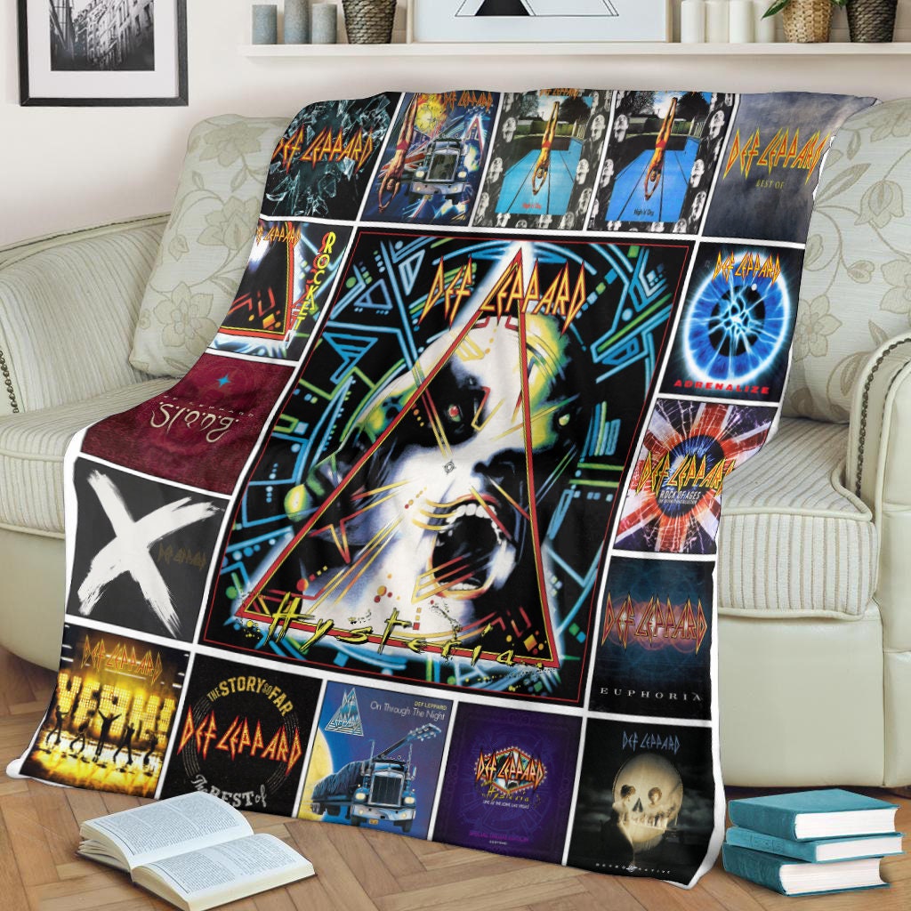 def leppard rock band album covers fleece blanket 1tyep