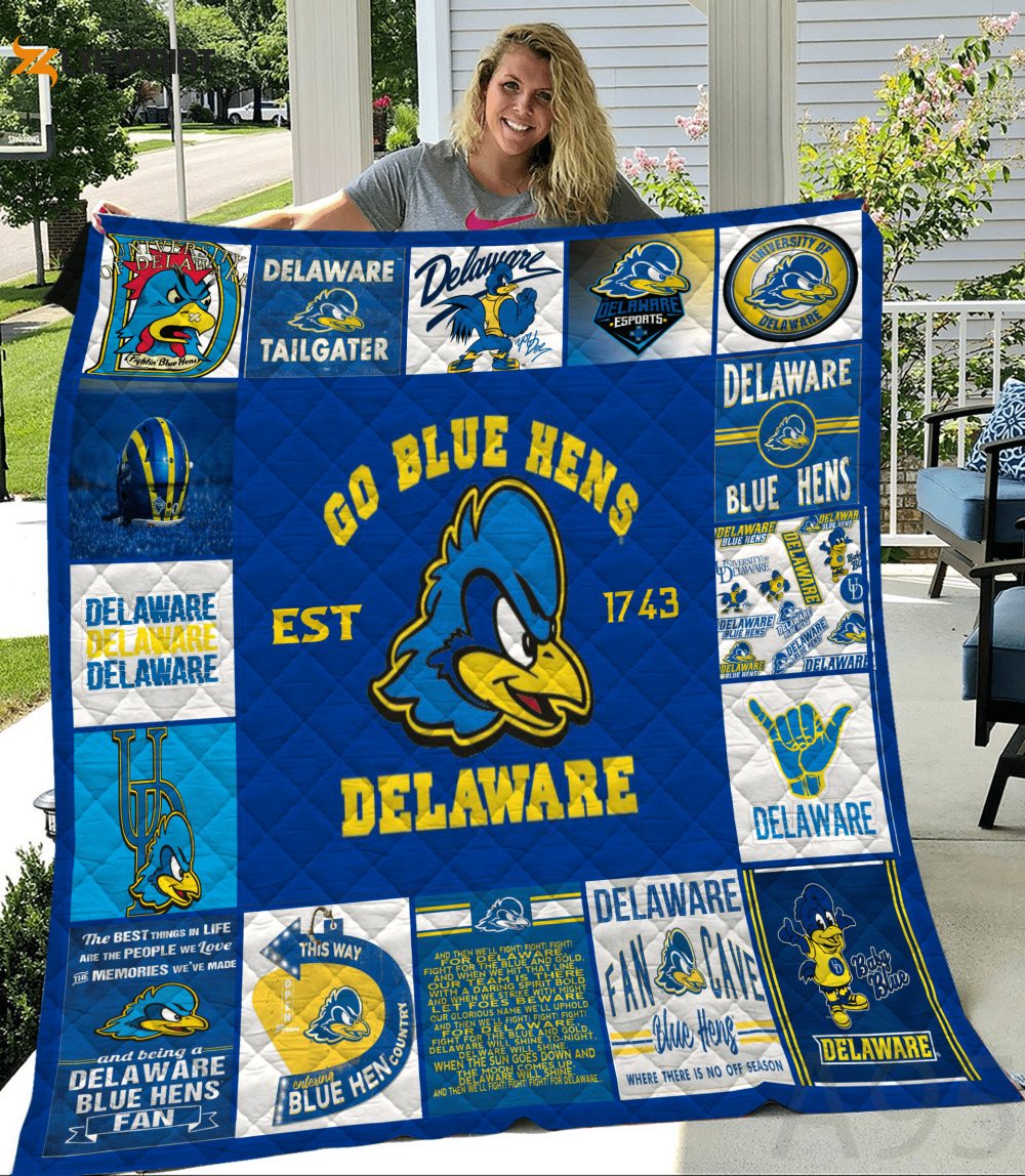 delaware blue hens 1 quilt blanket for fans home decor gift 1 3