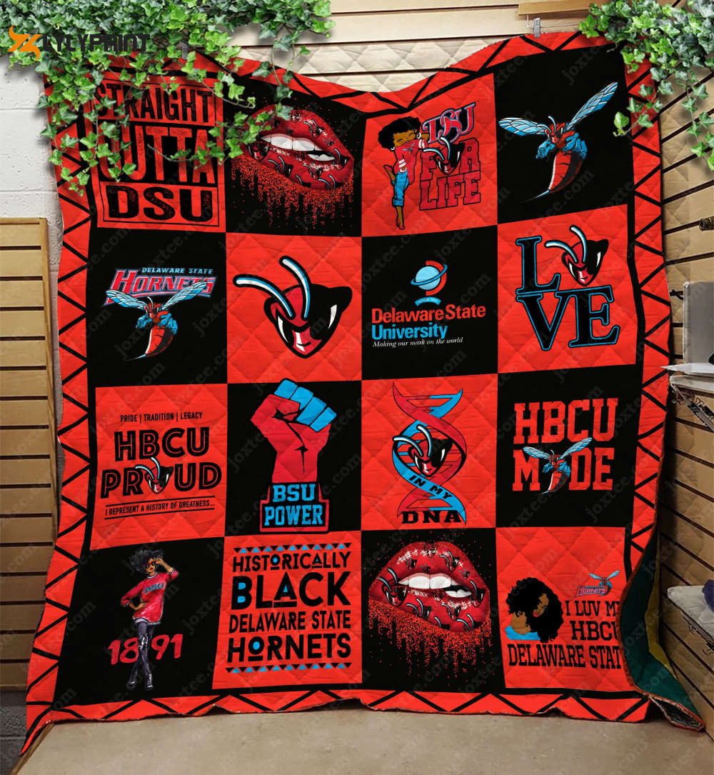 delaware state hornets quilt blanket for fans home decor gift