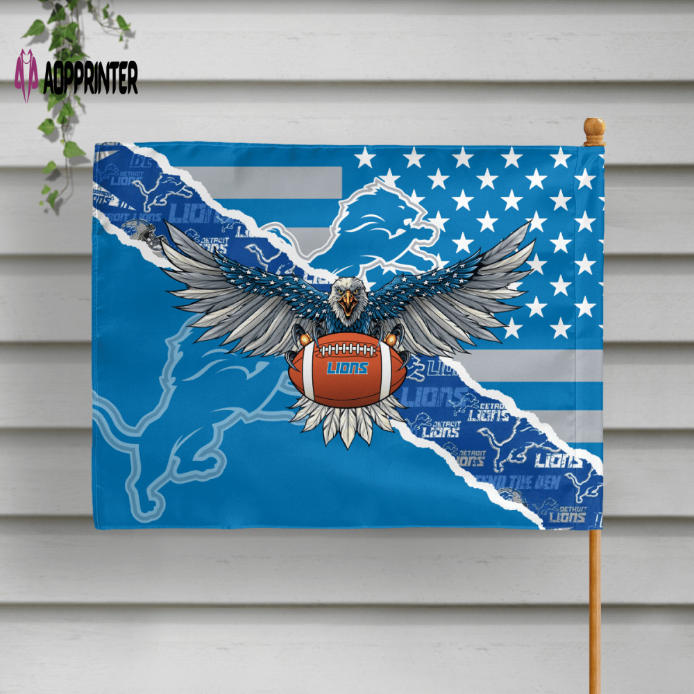 detroit lions american landscape house flag