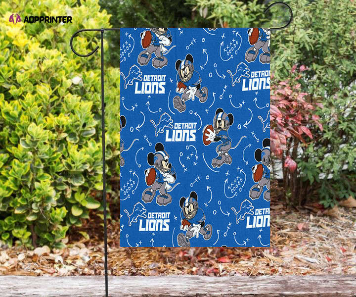 detroit lions mickey mouse double sided printing garden flag home decor gifts 1