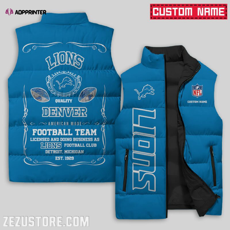 detroit lions nfl sleeveless puffer jacket custom for fans gifts