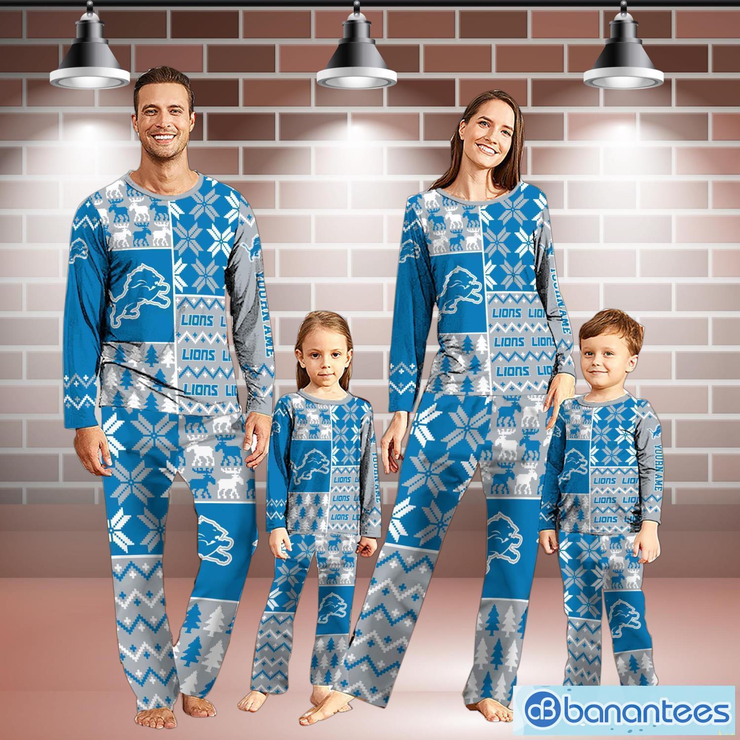 detroit lions pajamas set christmas snowflake pattern pajamas christmas gift for family