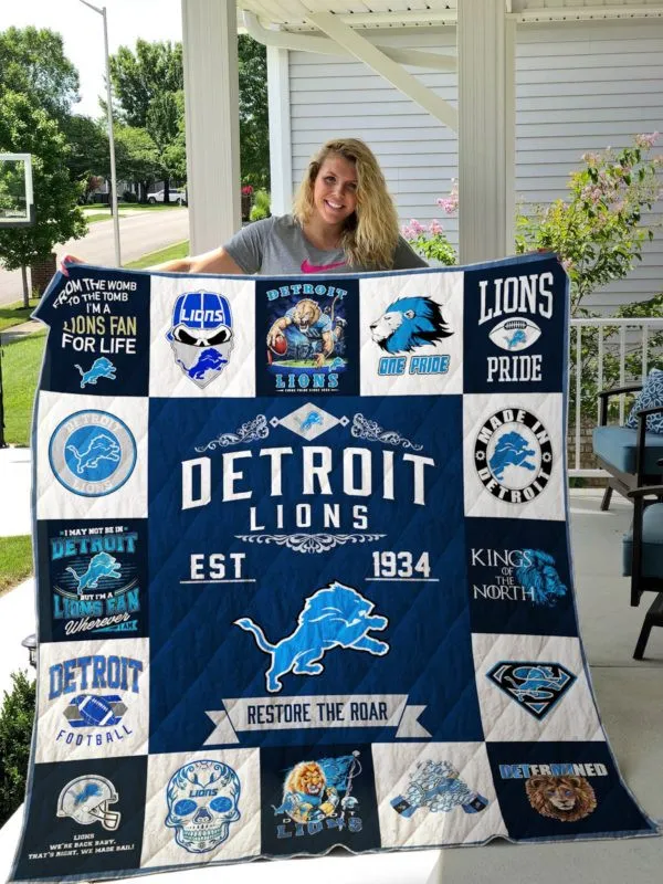 detroit lions premium quilt bg98 twdj1