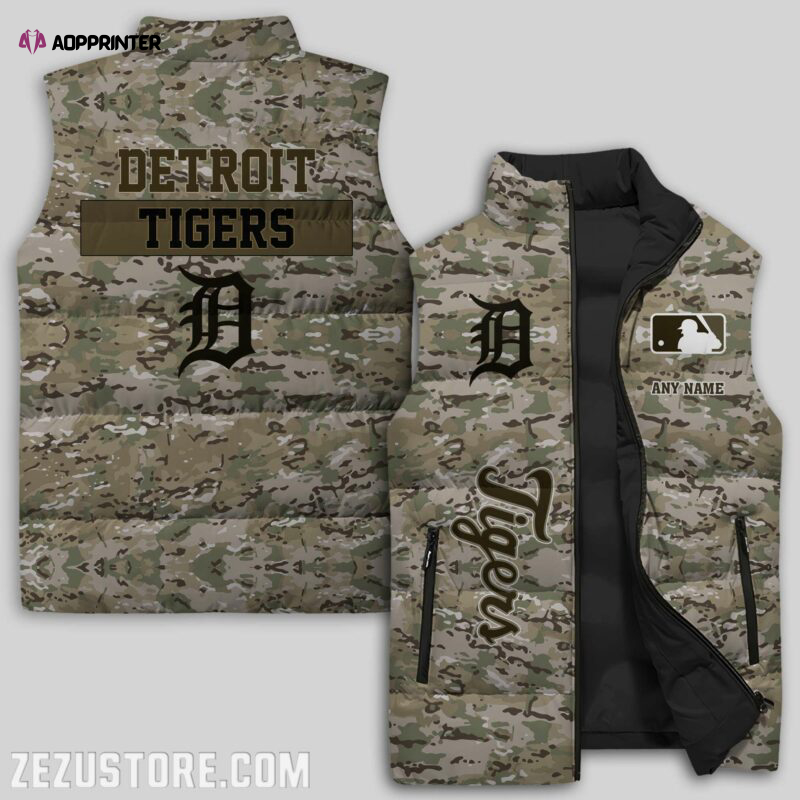 detroit tigers mlb sleeveless puffer jacket custom for fans gifts