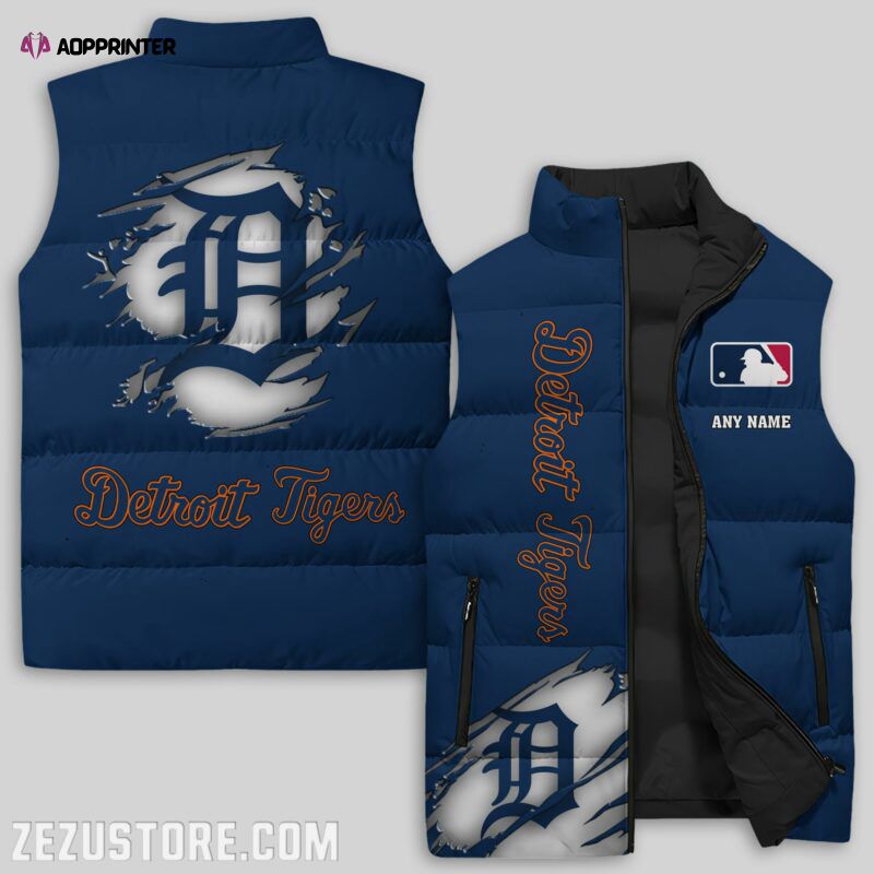 detroit tigers mlb sleeveless puffer jacket custom for fans spj1541