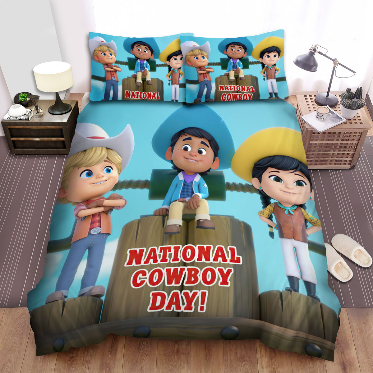 dino ranch happy national cowboy day bed sheets spread duvet cover bedding sets htezy