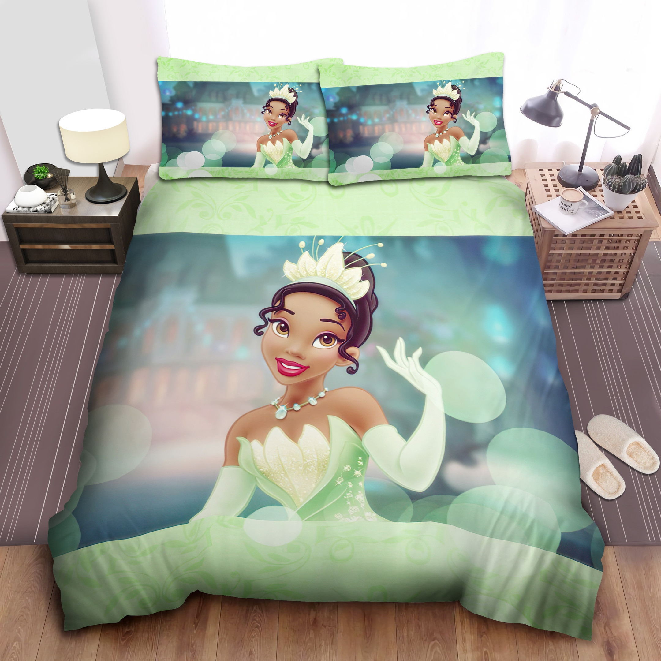 disney princess tiana crown bedding sets duvet cover bed sheet spread zqgdu