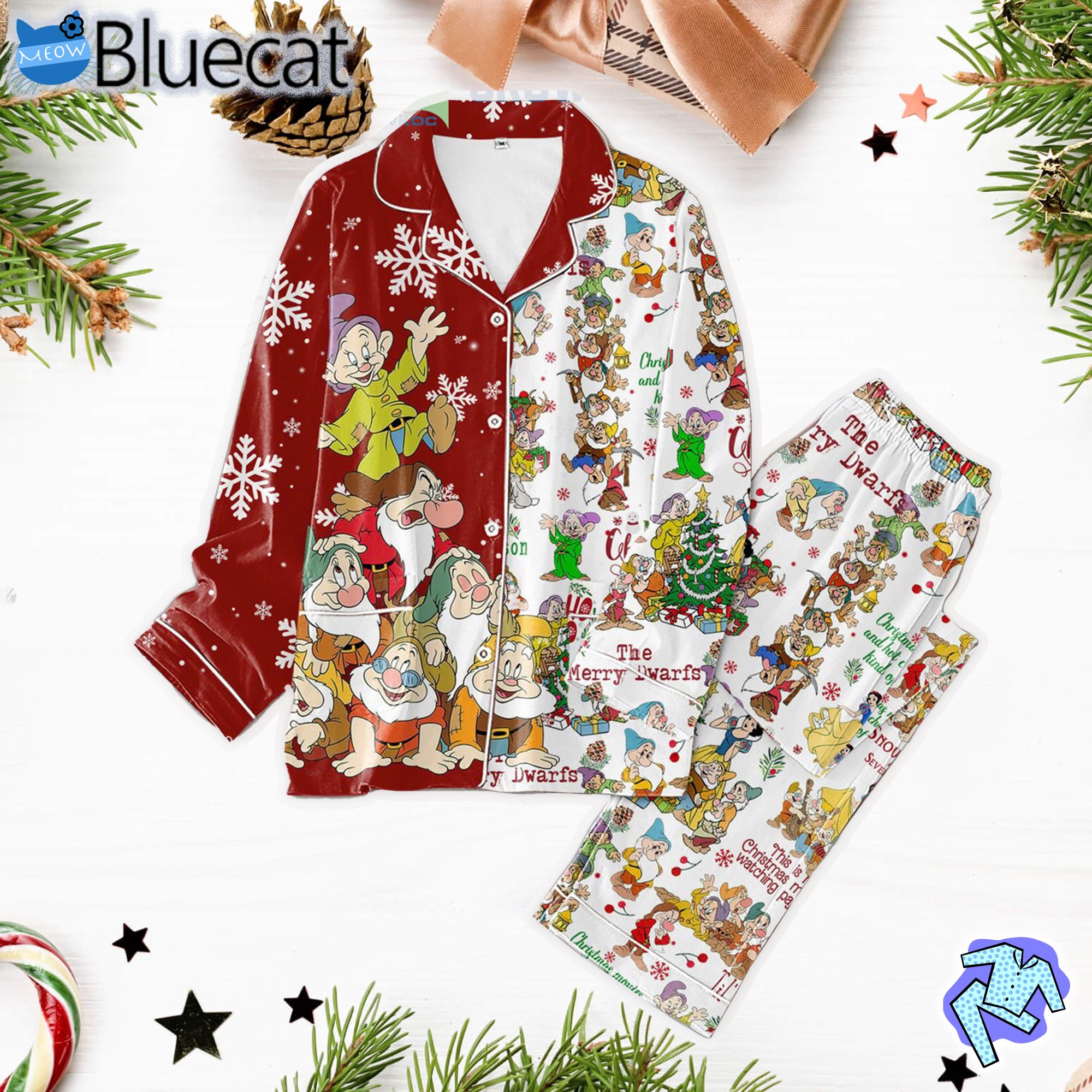 disney snow white and the seven dwarfs the merry dwarfs christmas pajamas set 1