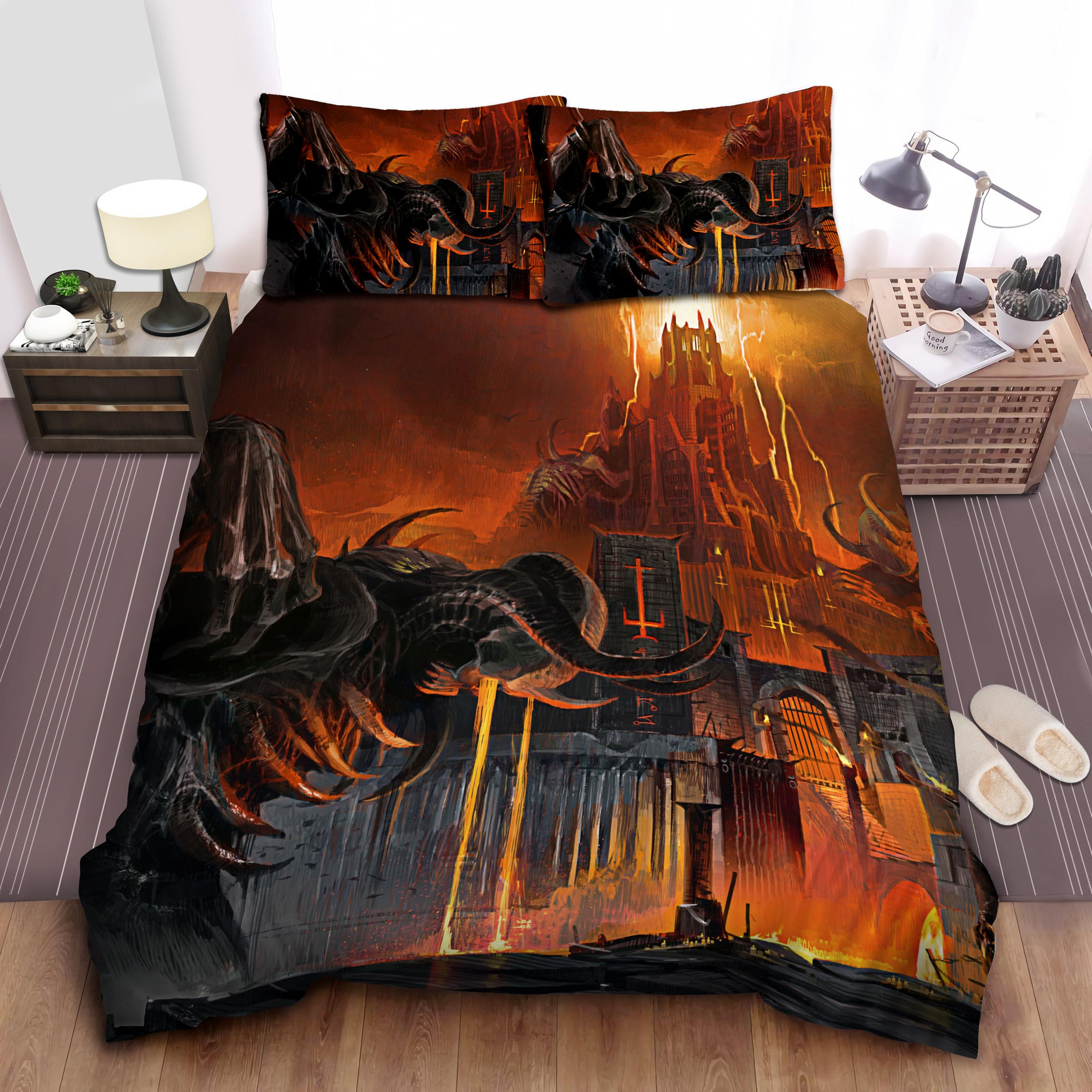 doom eternal hell scenery duvet cover bedroom sets comfortable bedding sets sr4tr