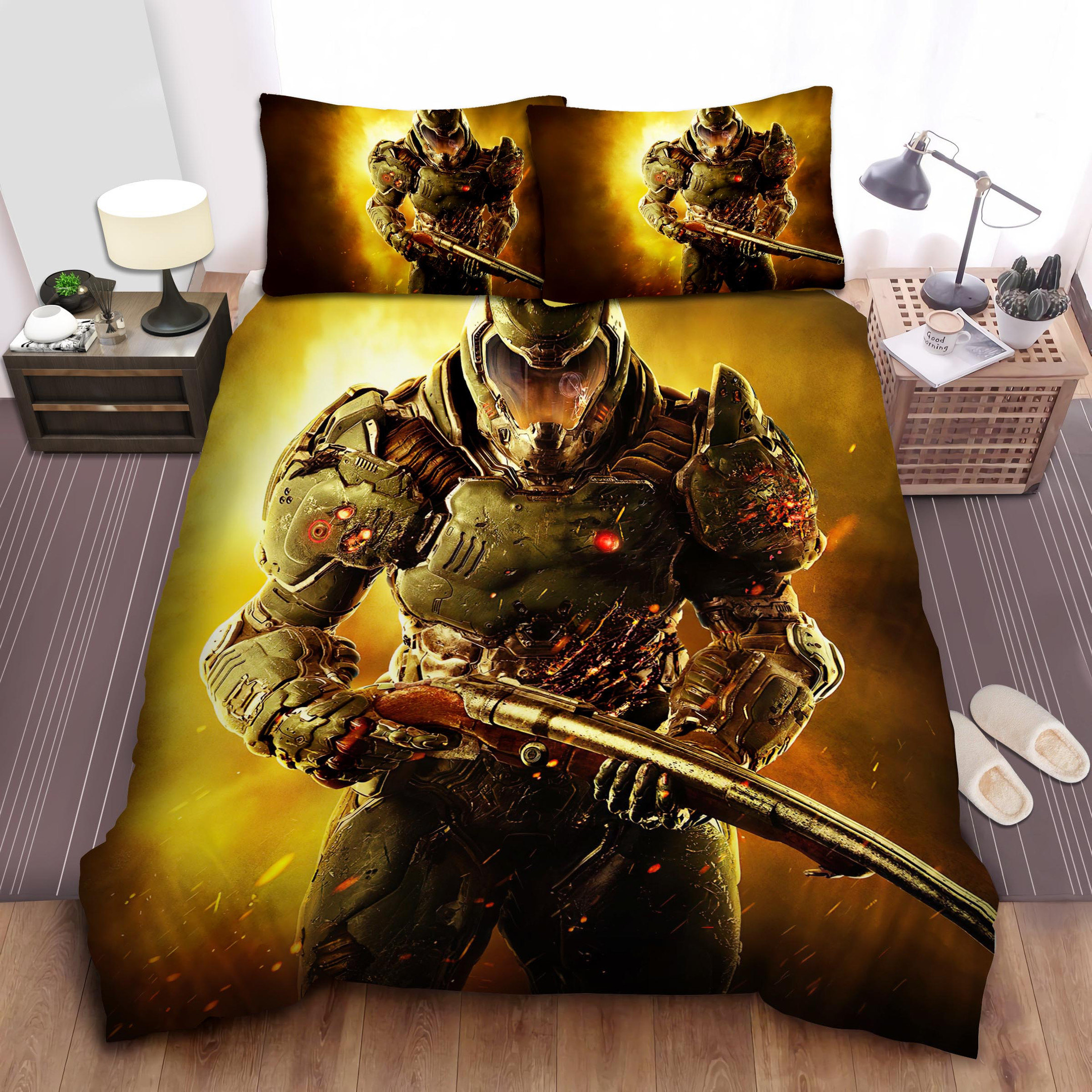 doom slayer has a shotgun duvet cover bedroom sets comfortable bedding sets n9jdj