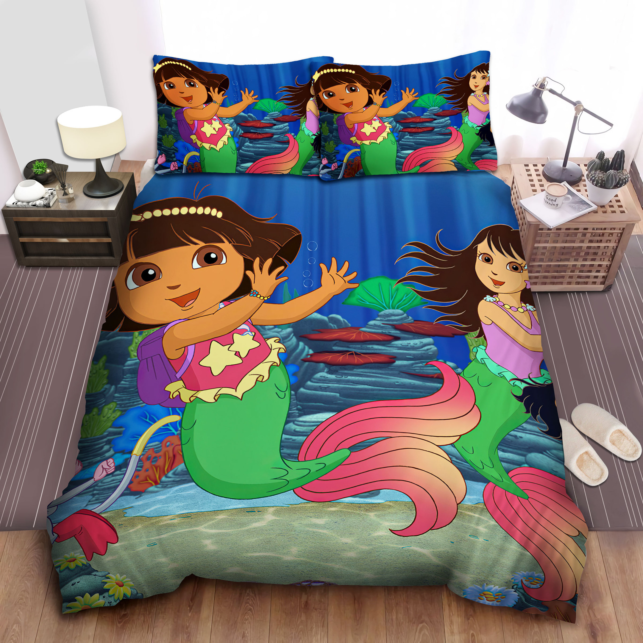 dora the explorer as mermaid duvet cover bedroom sets comfortable bedding sets op5dl