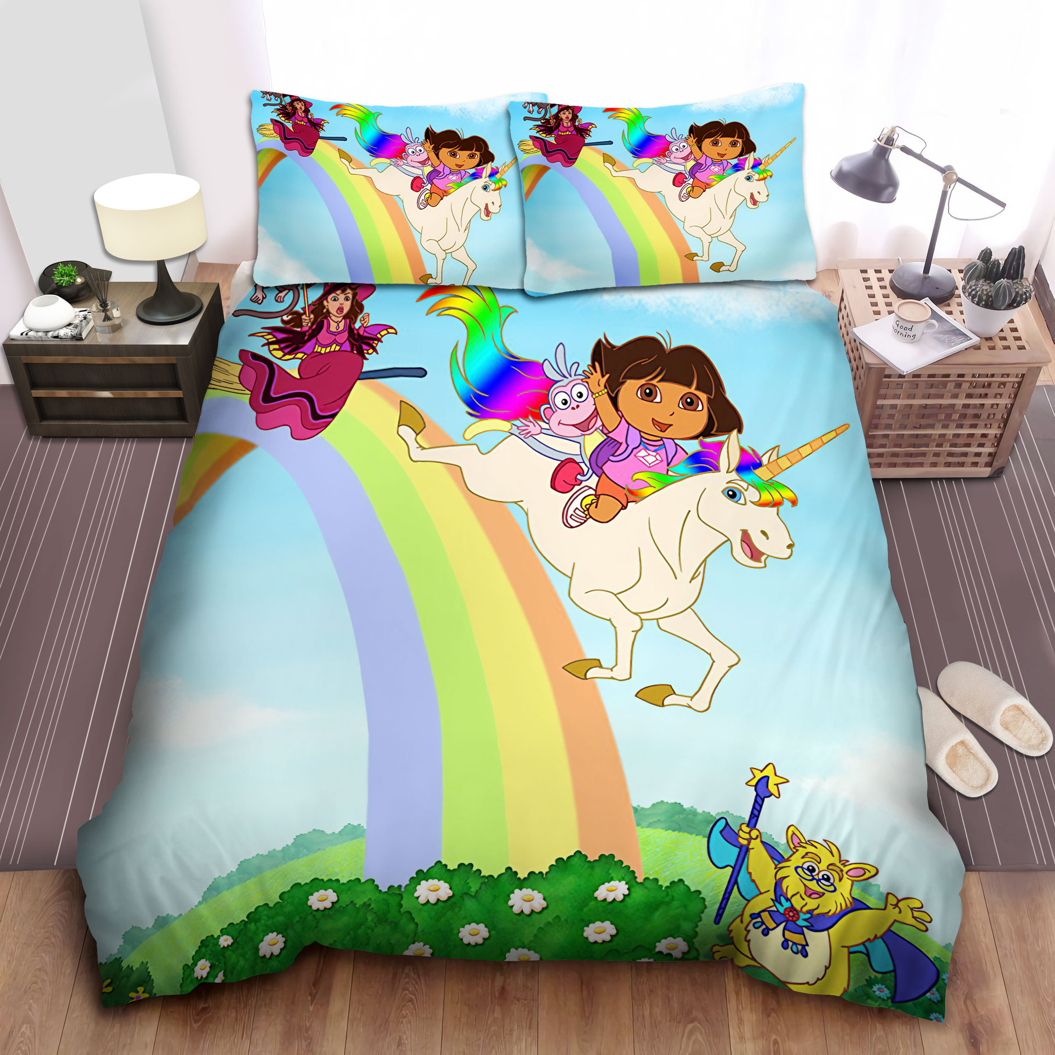 dora the explorer unicorn riding bed sheets spread comforter duvet cover bedding sets 7kapx