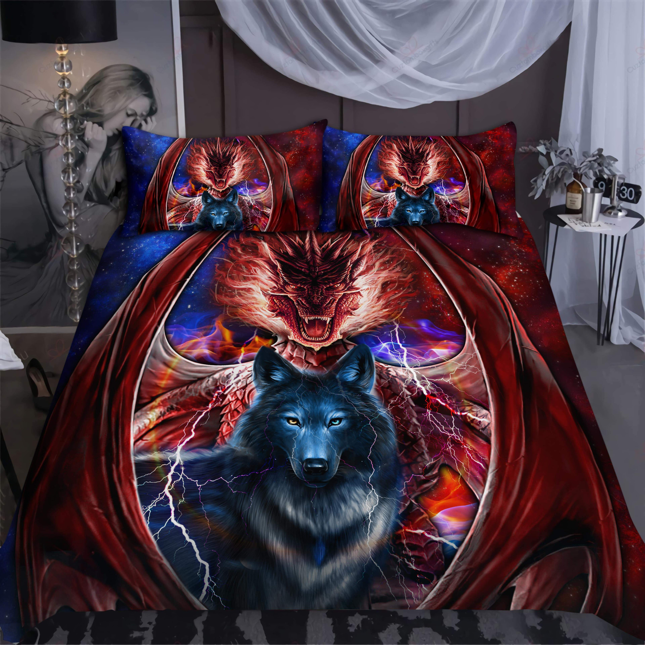 dragon and wolf duvet cover bedroom sets comfortable bedding sets ydglx