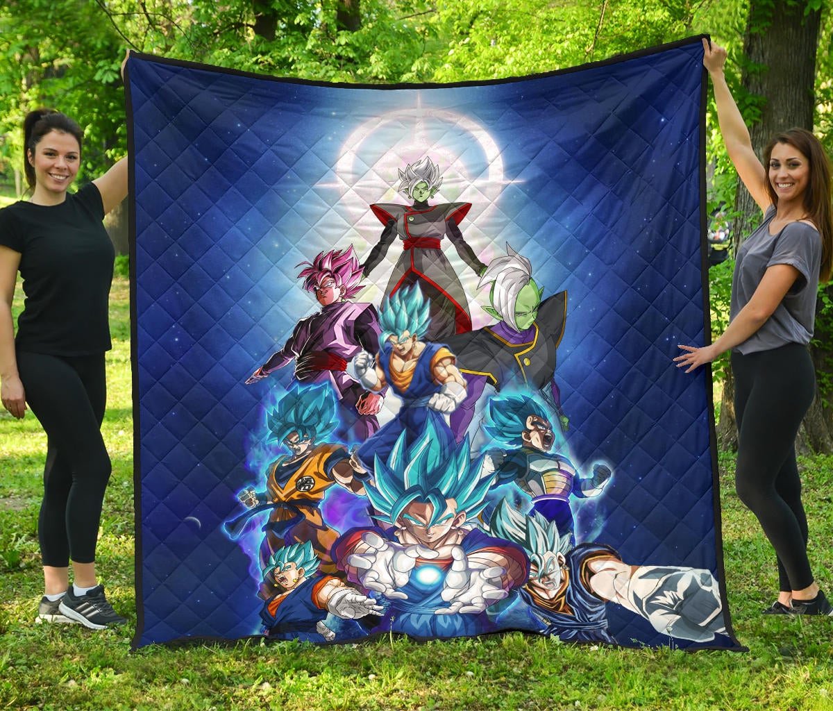 dragon ball anime db goku vs villains blue sky theme premium quilt blanket suvfb