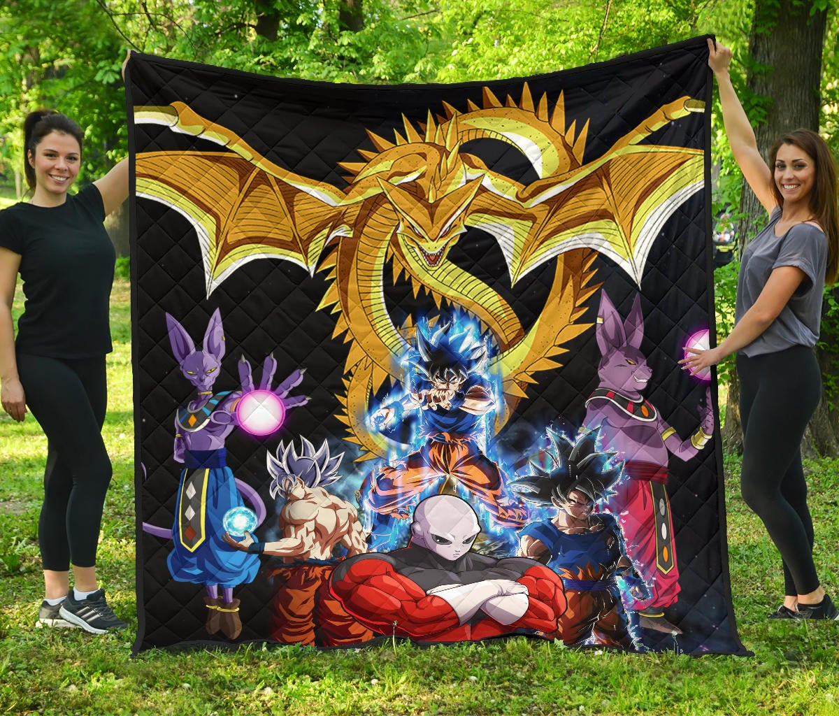 dragon ball anime db goku vs villains golden shenron dragon premium quilt blanket lwh4u