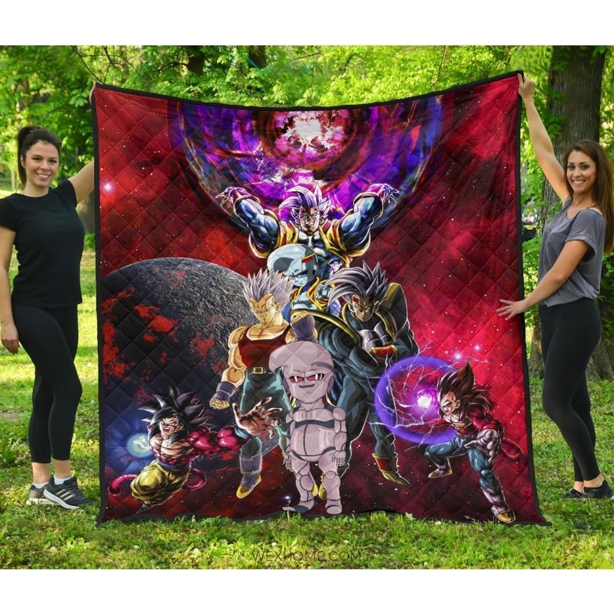 dragon ball anime db super saiyan goku vs villains red galaxy premium quilt blanket qaaaw