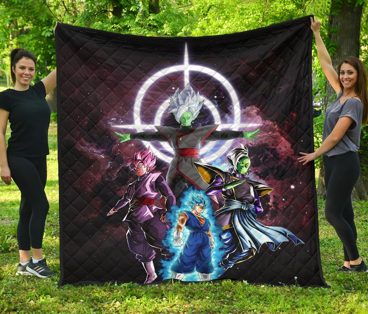 dragon ball anime premium quilt db goku vs villains black goku fusao zamasu quilt blanket hmnb7