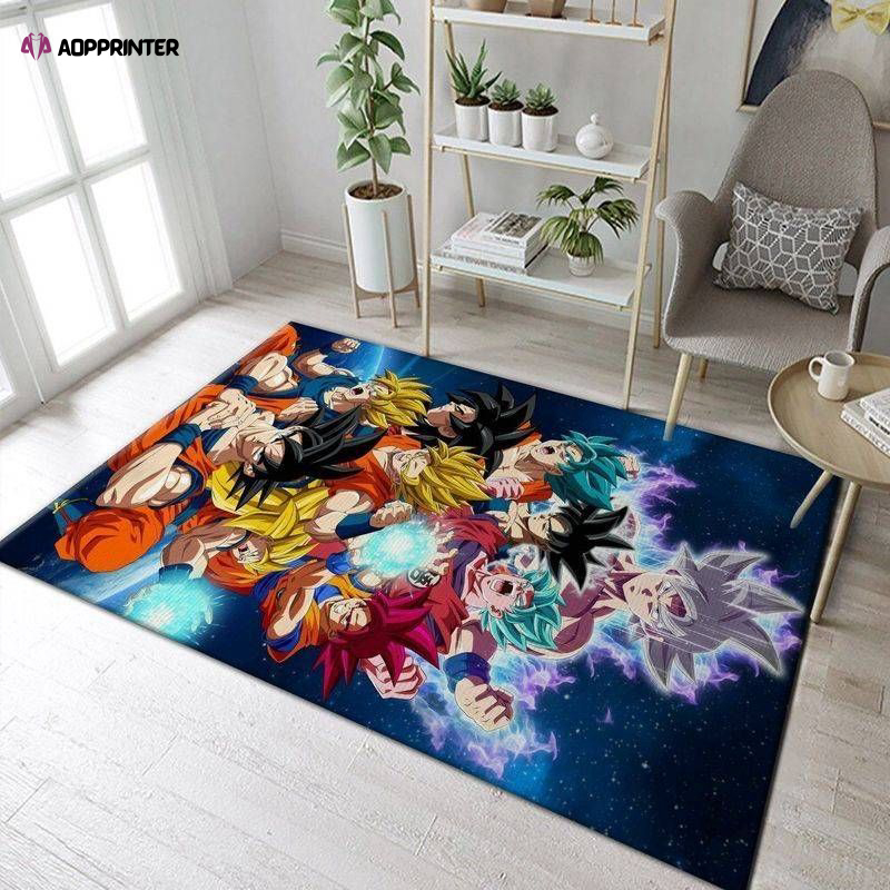 dragon ball goku level rug living room floor decor fan gifts