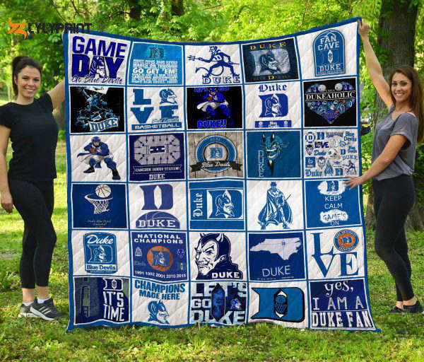 duke blue devils 2 quilt blanket for fans home decor gift