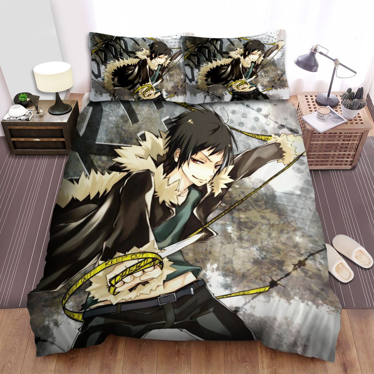 durarara izaya with the barricade tape bed sheets spread comforter duvet cover bedding sets jfe20