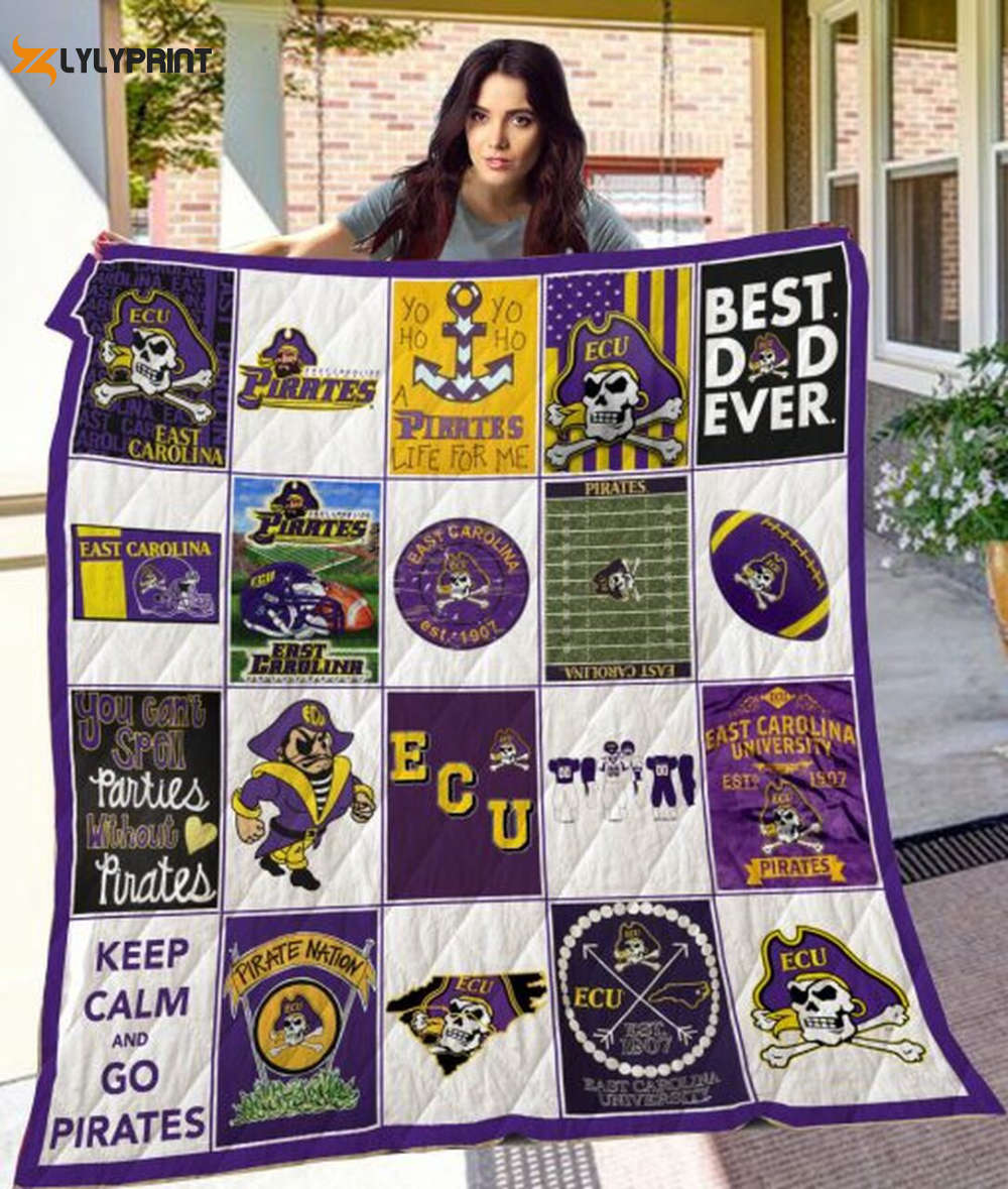 east carolina pirates 2 quilt blanket for fans home decor gift