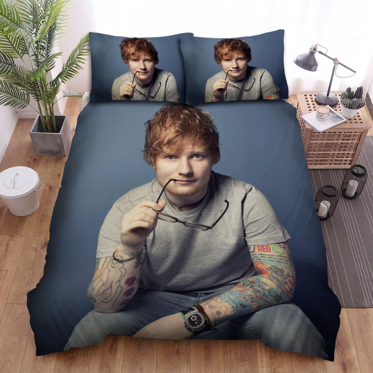 ed sheeran glasses comforter duvet cover bed sheets bedding sets av2x5