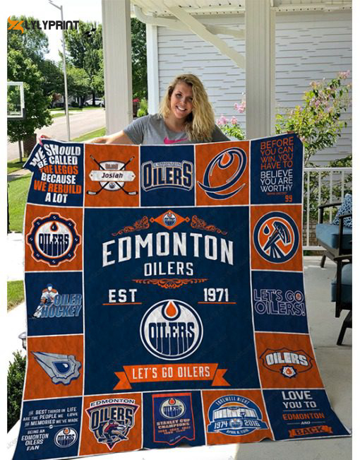 edmonton oilers 2 quilt blanket for fans home decor gift 1