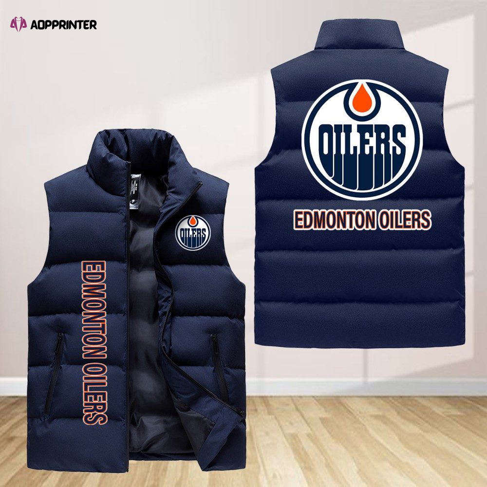 edmonton oilers sleeveless puffer jacket custom for fans gifts