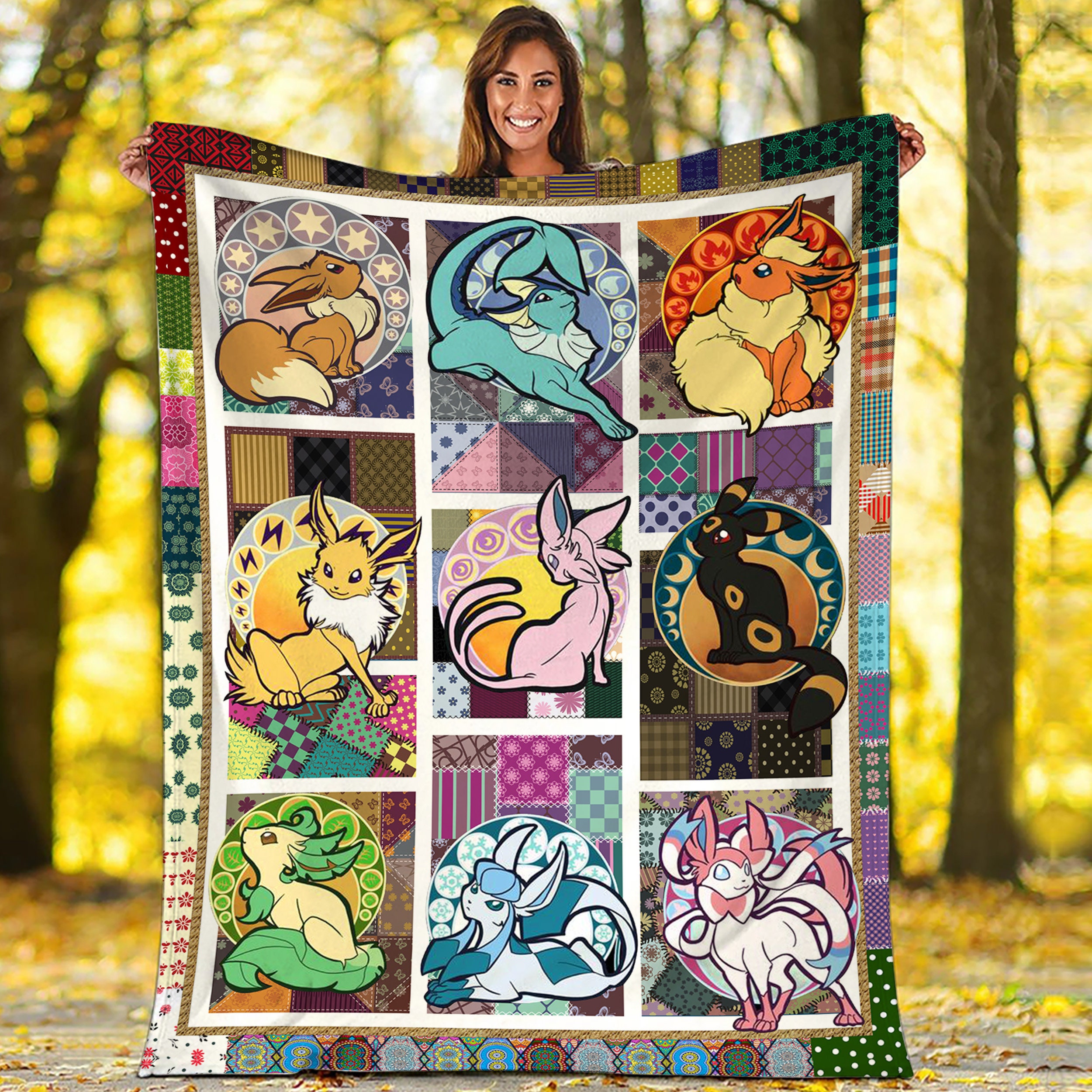 eevee evolution anime manga quilt blanket rajze