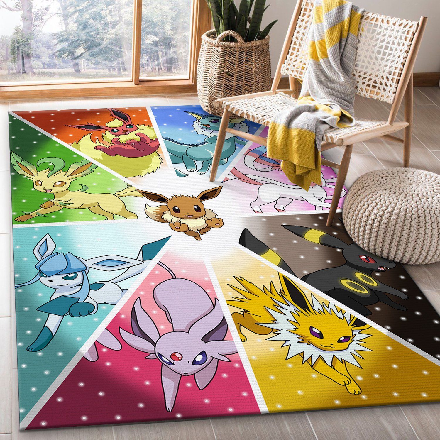 eevee pokemon area rug custom size and printing 0