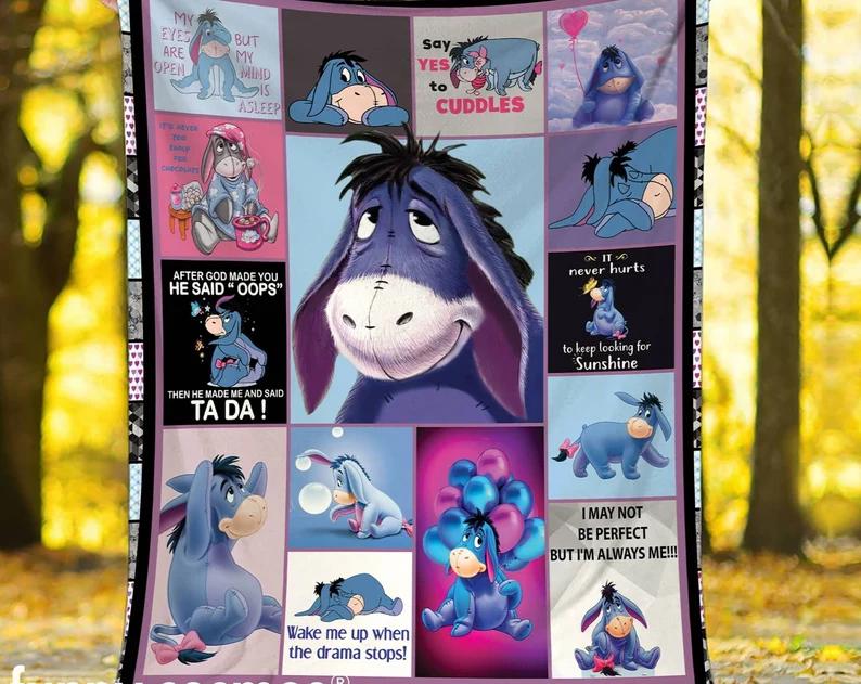 eeyore fleece blanket eeyore quotes throw blanket for couch sofa pooh and friends blanket christmas gift quilt blanket 20231014120858018