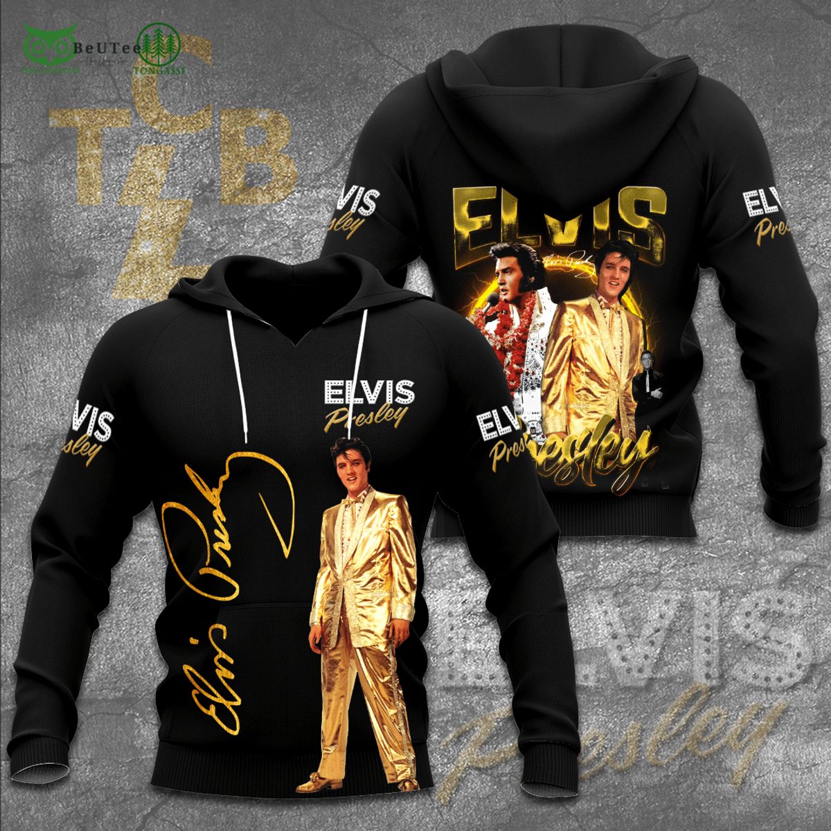 elvis presley golden suit king of rock 3d tshirt hawaiian hoodie 1 OS821