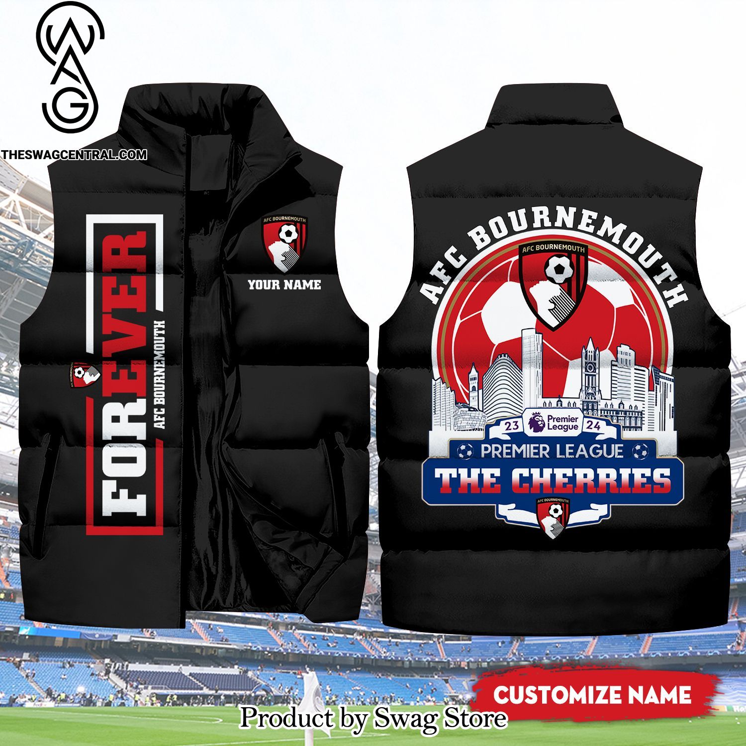 english premier league afc bournemouth premier league 2023 classic sleeveless jacket 1 W076G