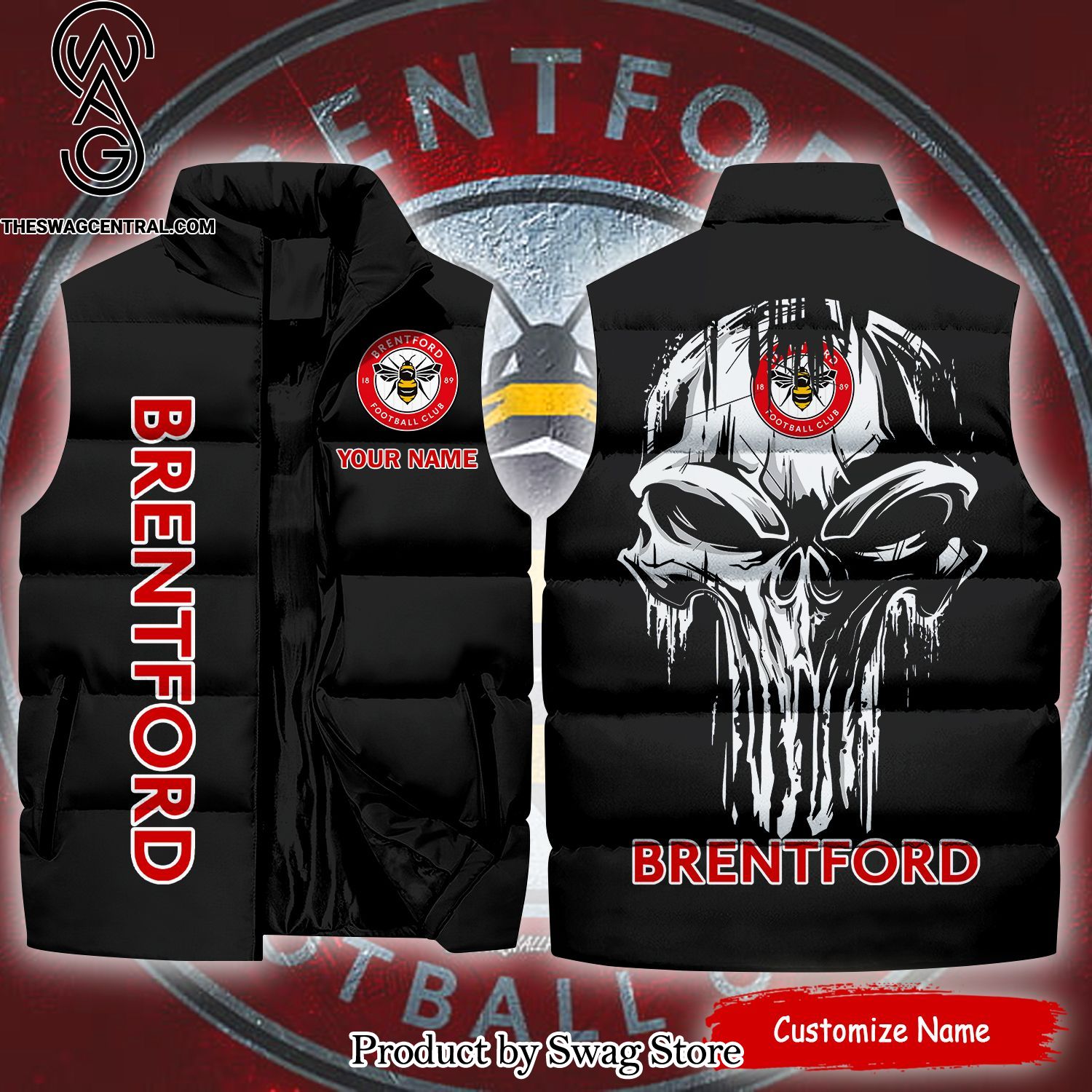 english premier league brentford skull classic sleeveless jacket 1 gQTq3